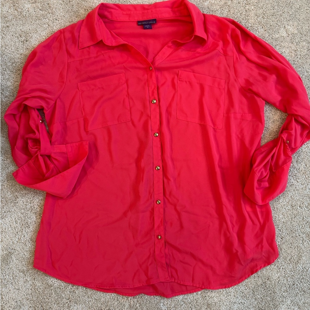 Beverly Drive Coral Sheer blouse